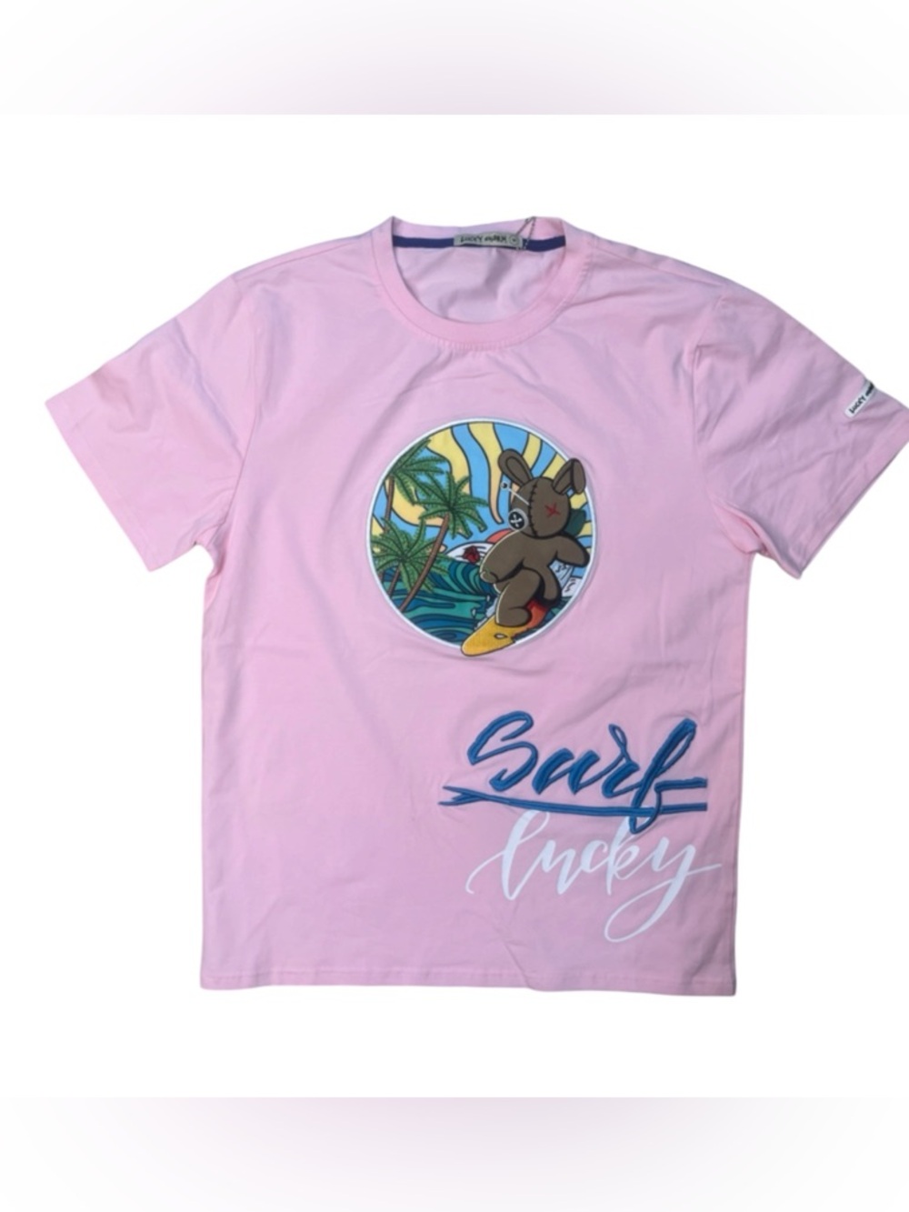 Bkys sz med Pink Graphic Surf Bunny T-Shirt